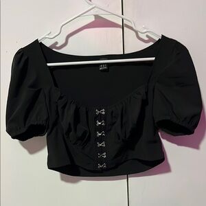 Black Puff Sleeve Top